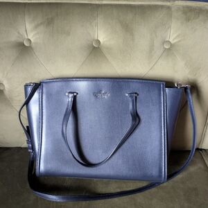 kate spade navy leather tote with removable crossbody strap